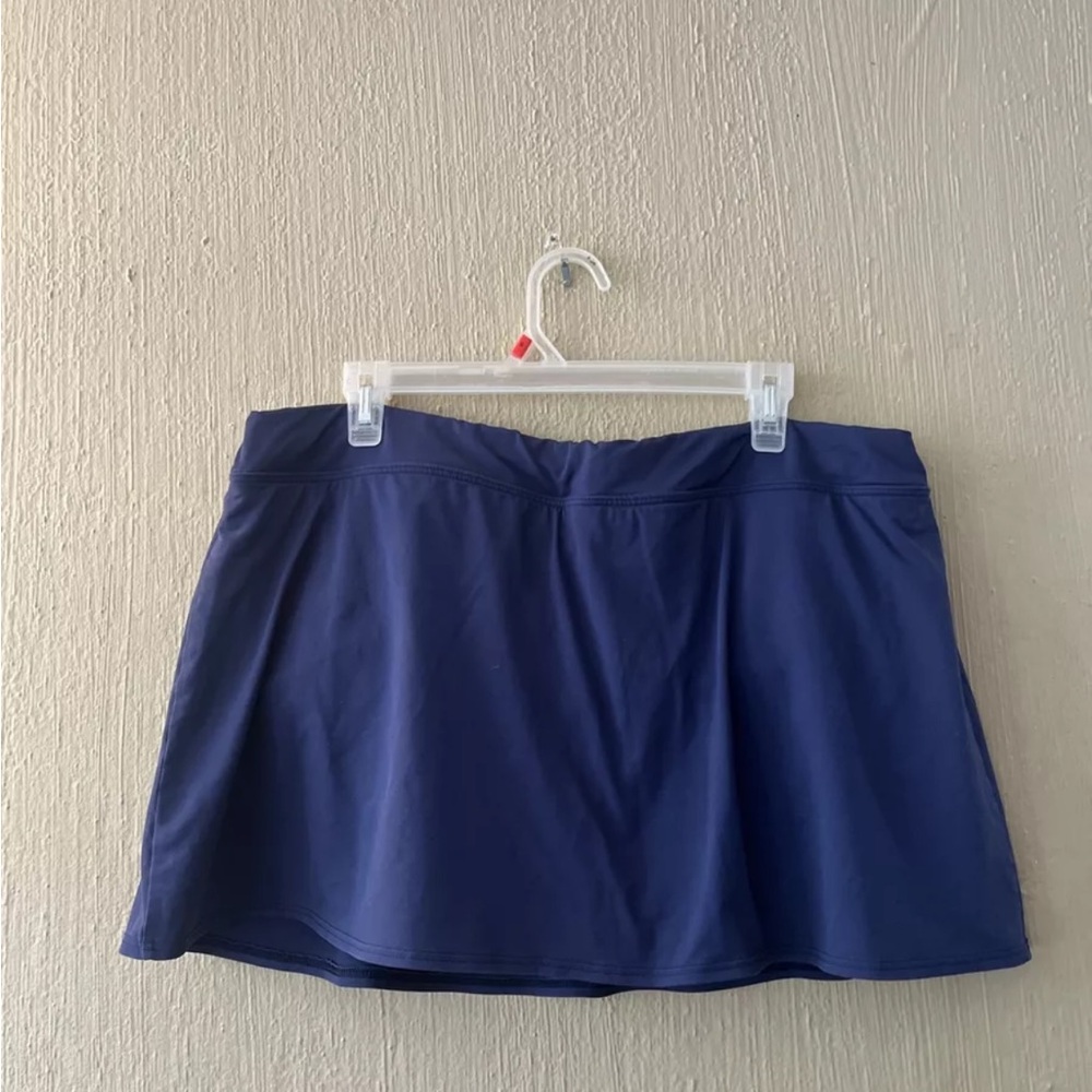 Lands End Deep Sea Blue Navy Tummy Control Swim Skirt Bottom Size 18W 347226